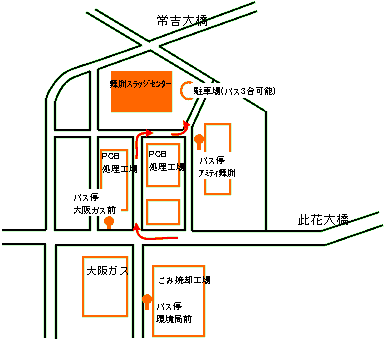 まいしまスラッジセンター案内地図です