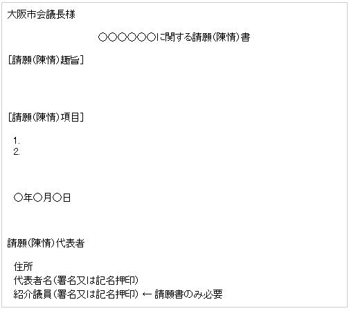 請願（陳情）書の書き方例