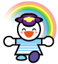 虹をバックにした夢ちゃん