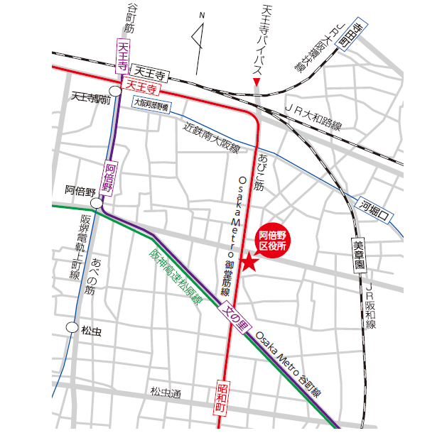 大阪市阿倍野区 阿倍野区役所へのアクセス 開庁時間 休業日 担当業務など 区役所の開庁時間 各課の担当業務 区内の主な施設 区役所開庁時間