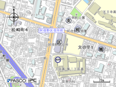 阿倍野区役所の地図