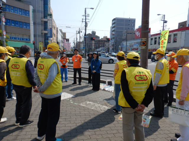 昭和町駅周辺の放置自転車等啓発活動に多くのサイクルサポーターの皆さまが参加