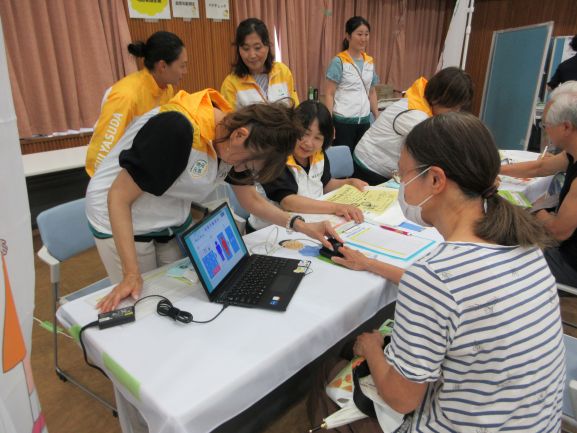区民の血管年齢を測定している写真