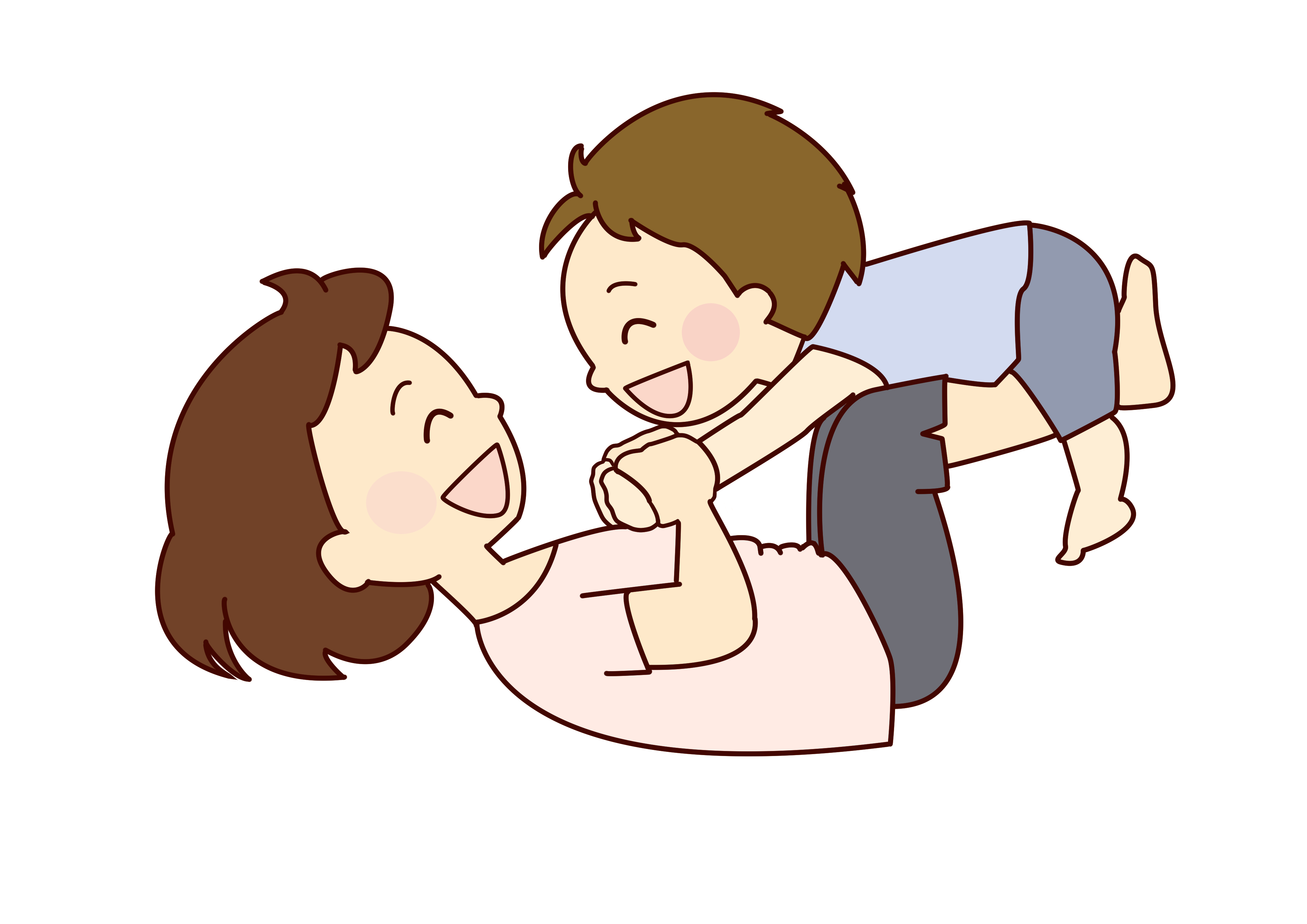 お子さんと遊んでいる保護者