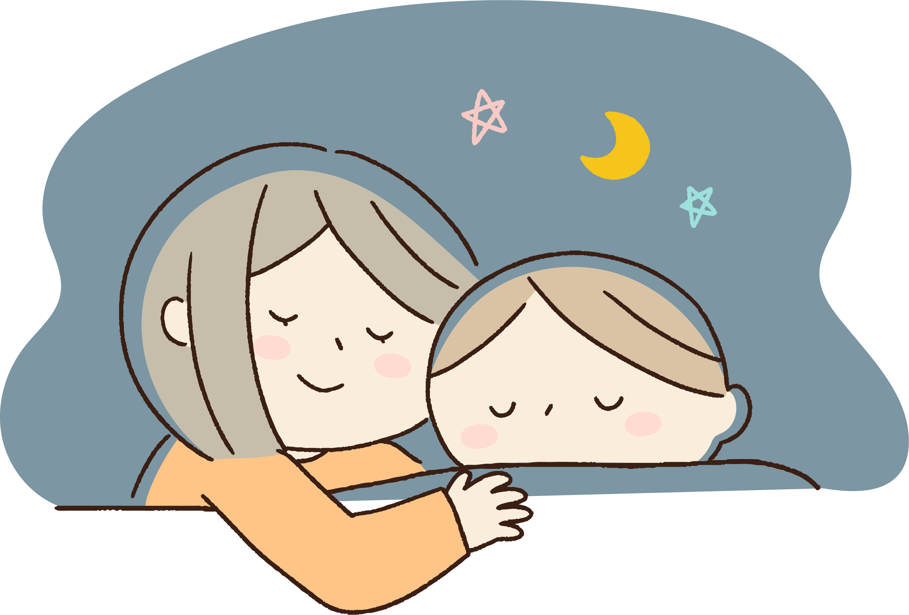 一緒に寝ている親子