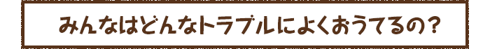 みんなはどんなトラブルによくおうてるの？