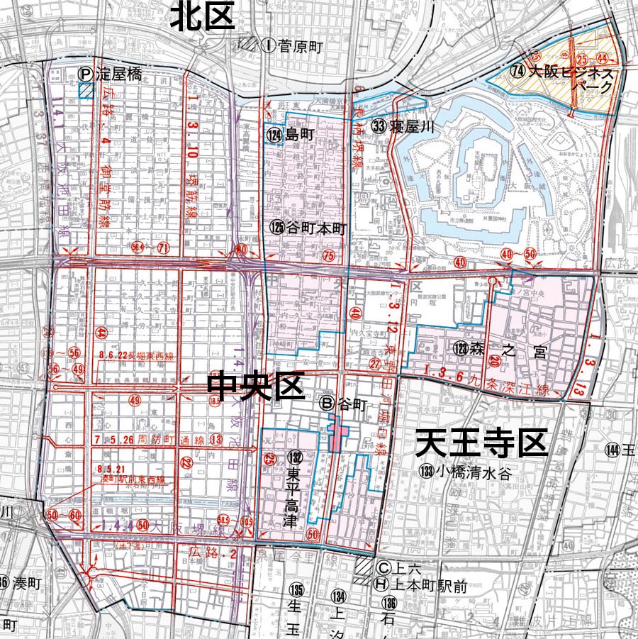 中央区の地図