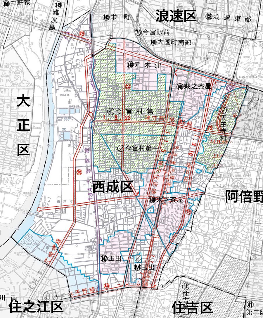 西成区の地図