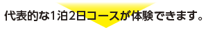 代表的な１泊２日コースが体験できます。