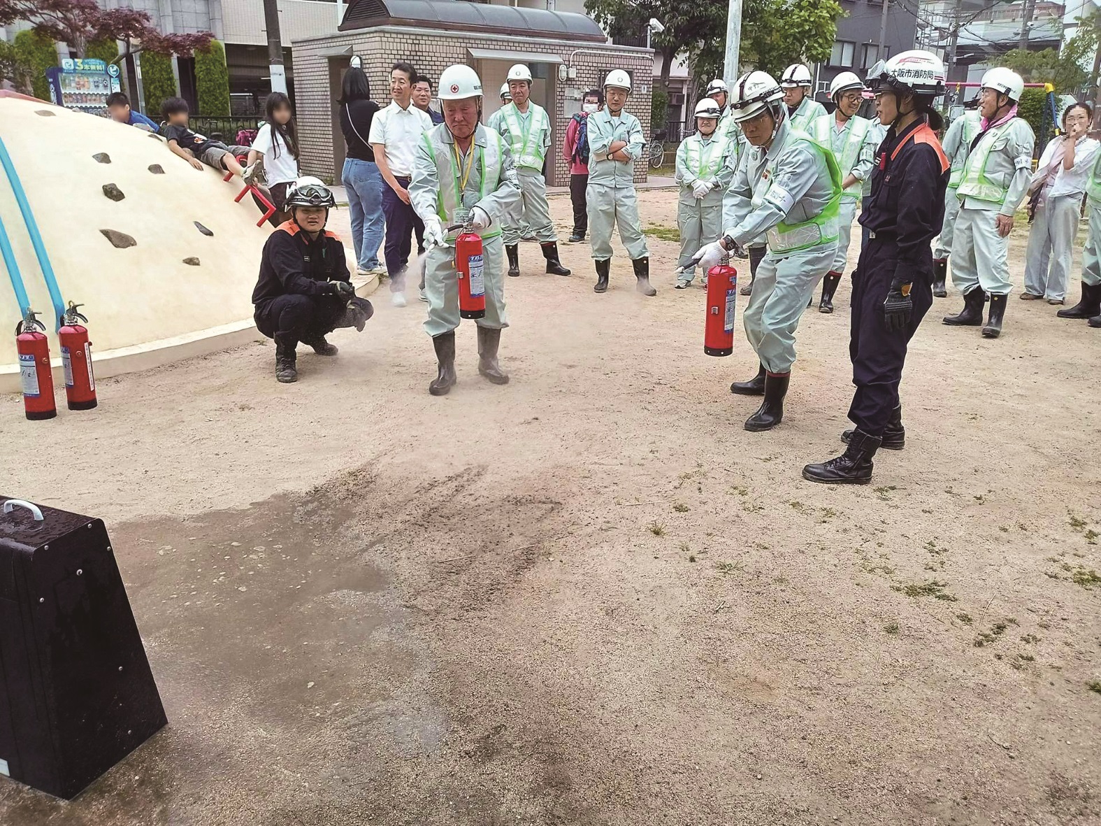 海老江上公園での技術訓練の様子2