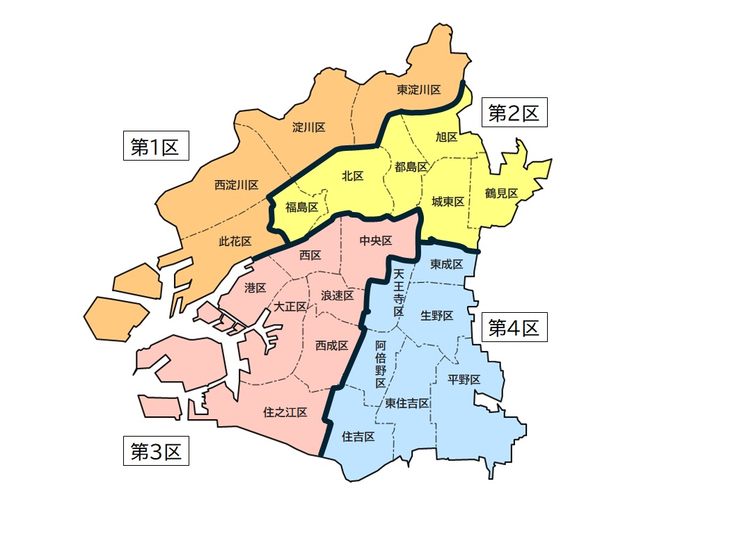 区割りを示した地図