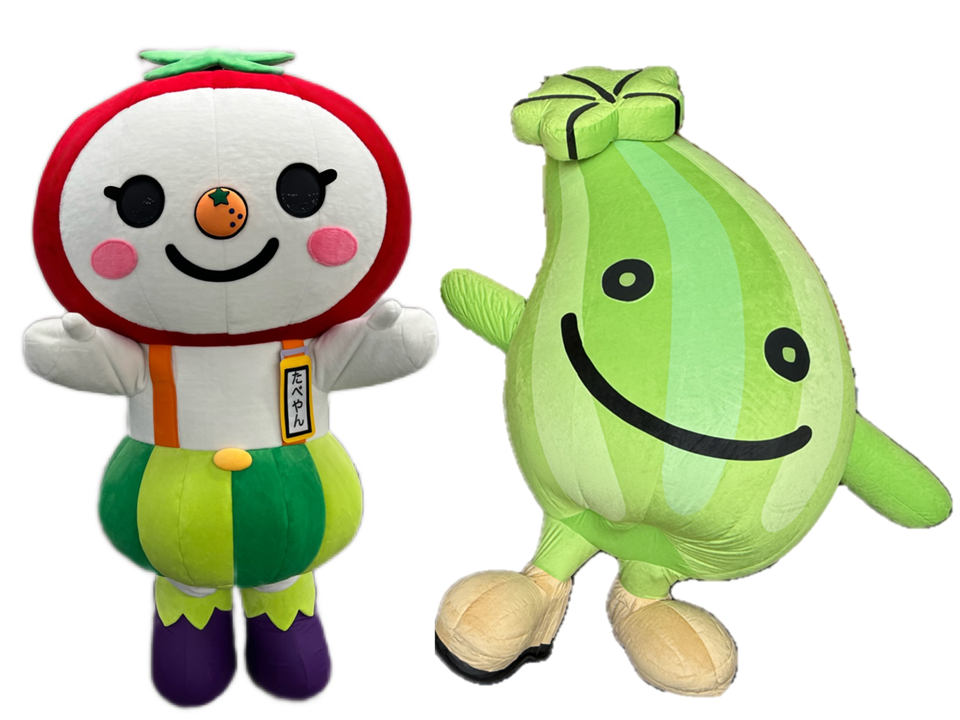 大阪市食育推進キャラクター「たべやん」と東成区マスコットキャラクター「うりちゃん」