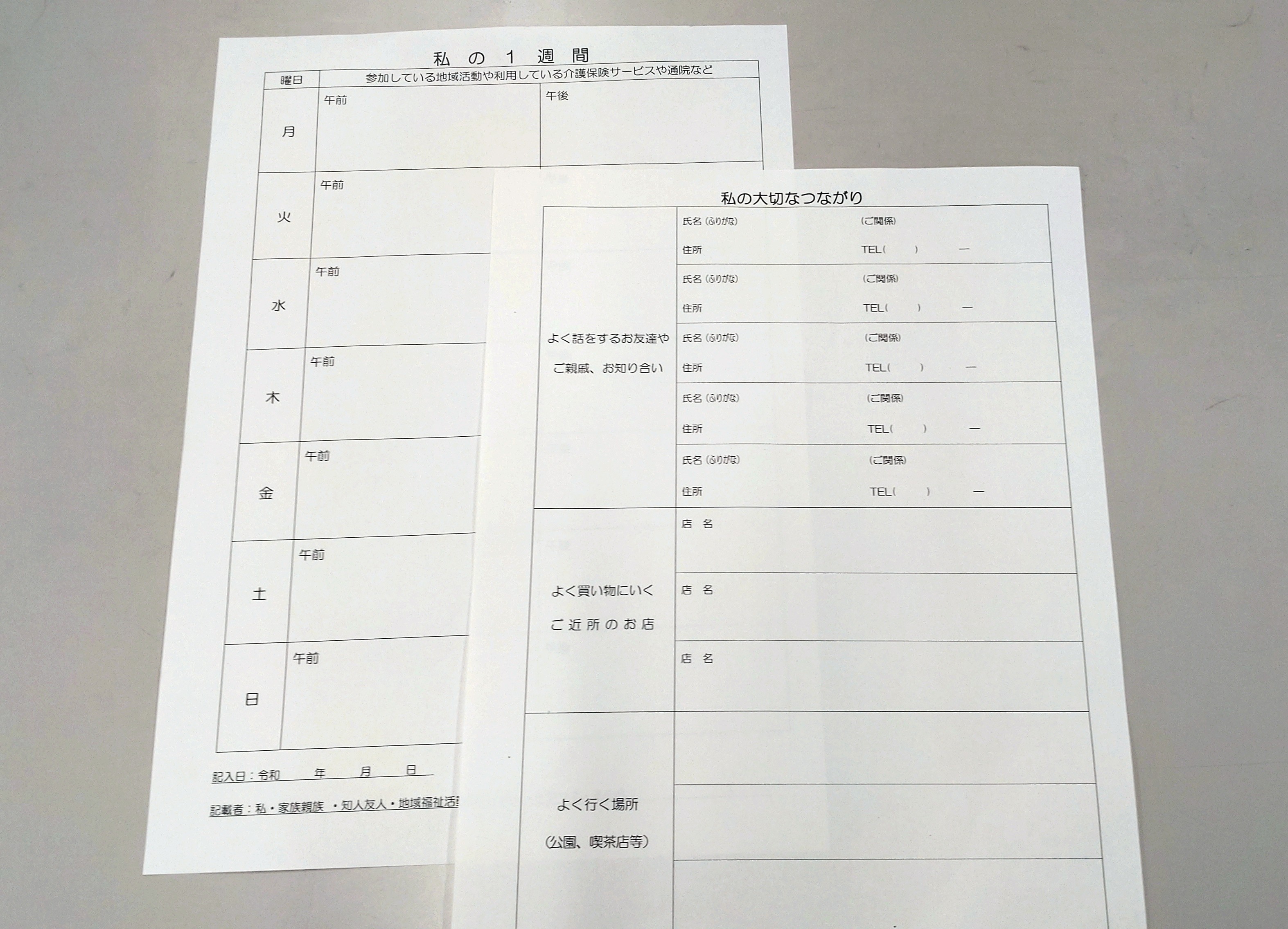 おまもりネット手帳記入シート（見本）