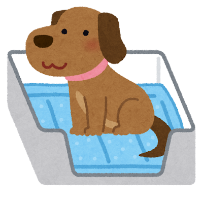 犬がトイレシートの上でトイレをしているイラスト