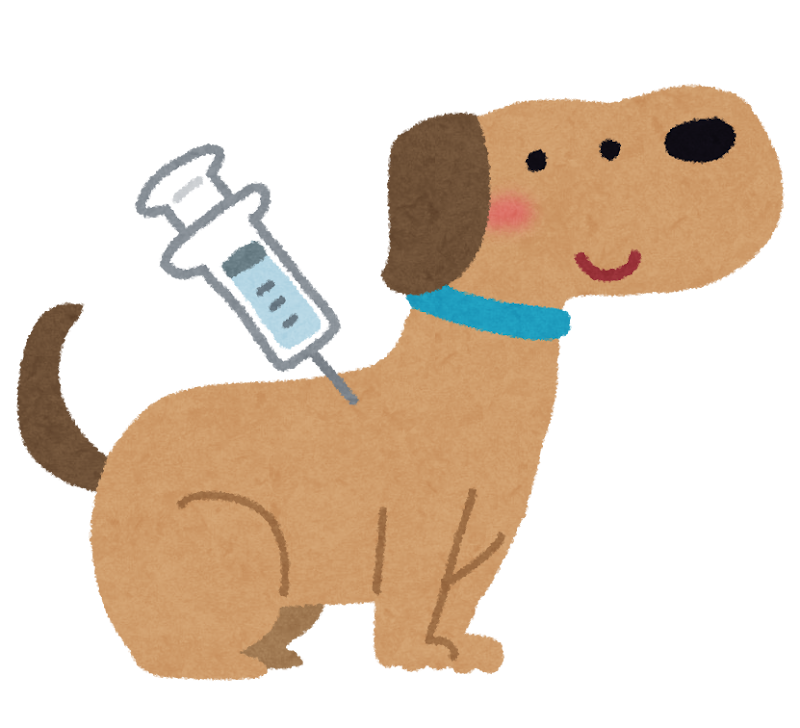 予防注射を受ける犬のイラスト