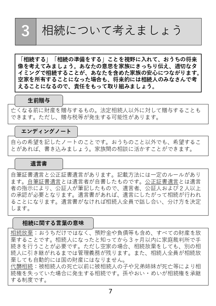 7ページ　相続について考えましょう