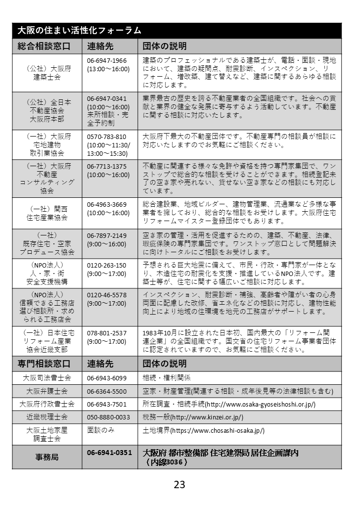 23ページ　大阪の住まい活性化フォーラム