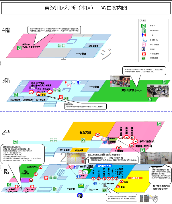 東淀川区役所の窓口案内図
