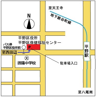 駐車場入口は南港通り沿いにあります