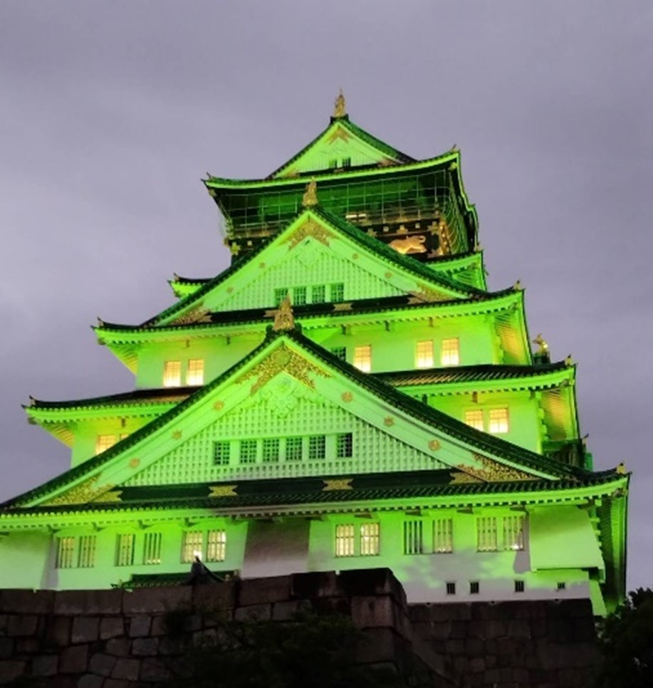 昨年の世界禁煙デーにかかる大阪城ライトアップ画像