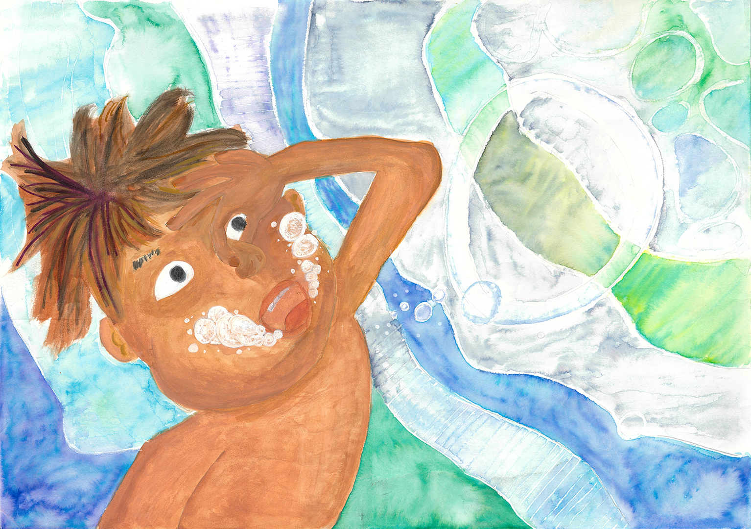 令和6年度「水」の絵特選画像「水遊び」
