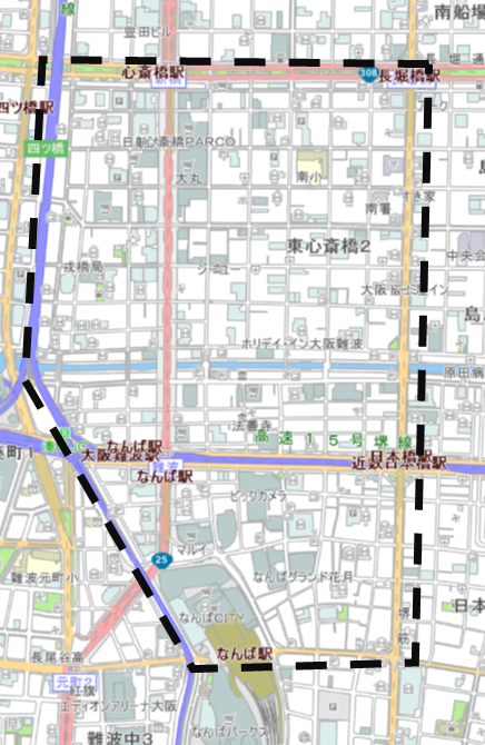 ミナミの環境改善に向けた啓発強化事業の実施エリア