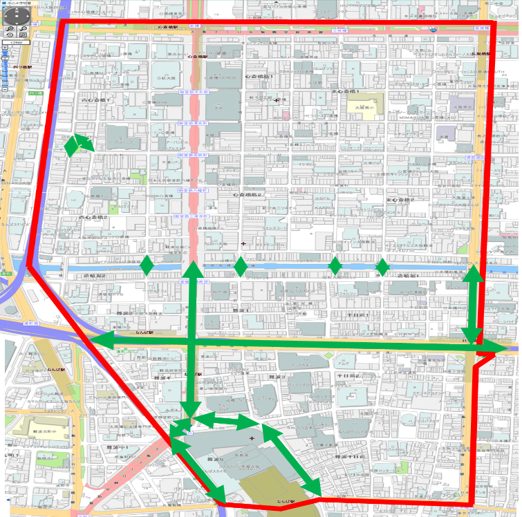 ミナミエリア清掃範囲
