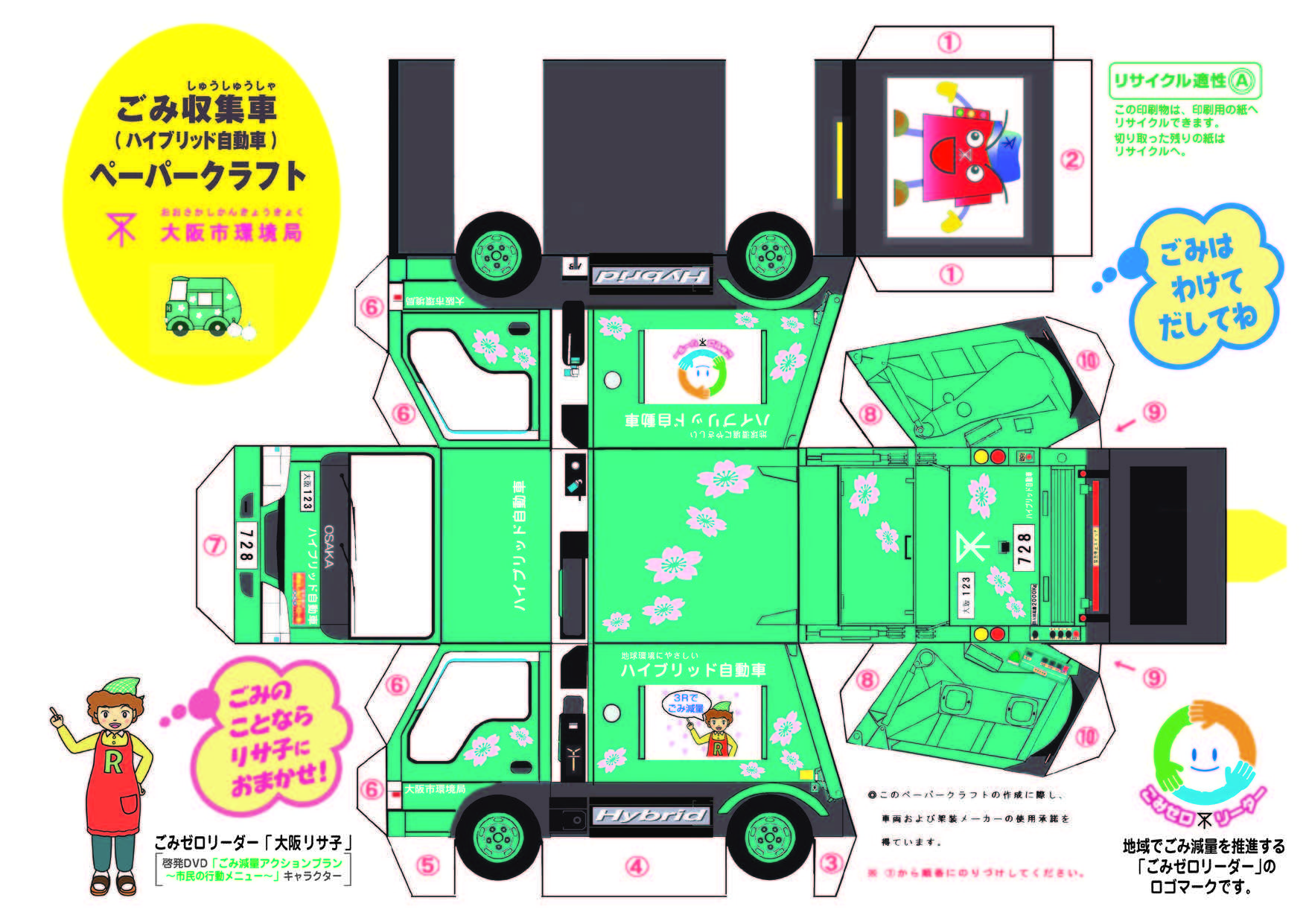 大阪市 パッカー車 ごみ収集車 のペーパークラフトを手に入れよう こども向けページ こどもたちへのお知らせ