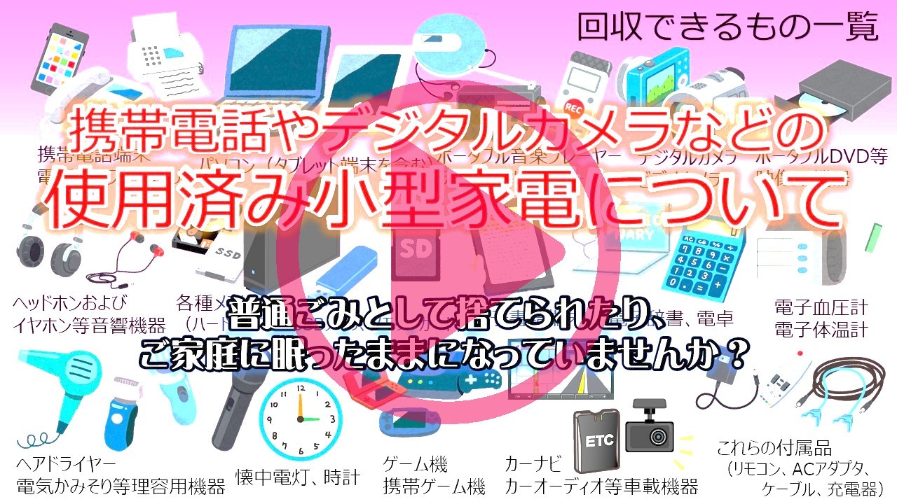 携帯電話やデジタルカメラなどの使用済小型家電の回収について