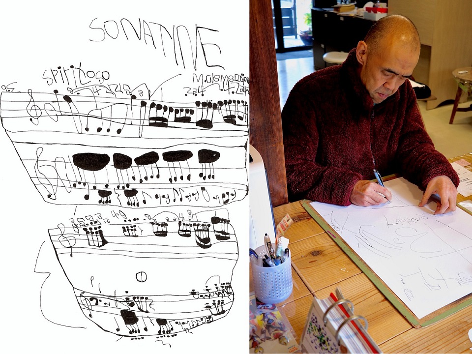 art-bridgeの貸出作品と制作風景（西岡弘治さん）