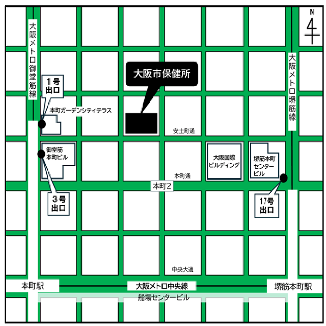大阪市保健所の付近図