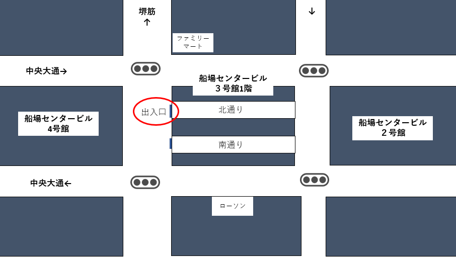 船場センタービル3号館1階出入口