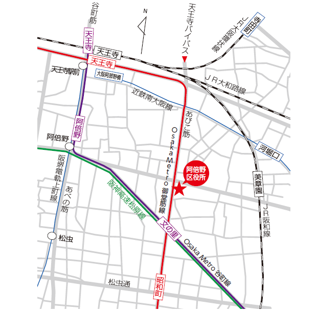 阿倍野区役所アクセス地図