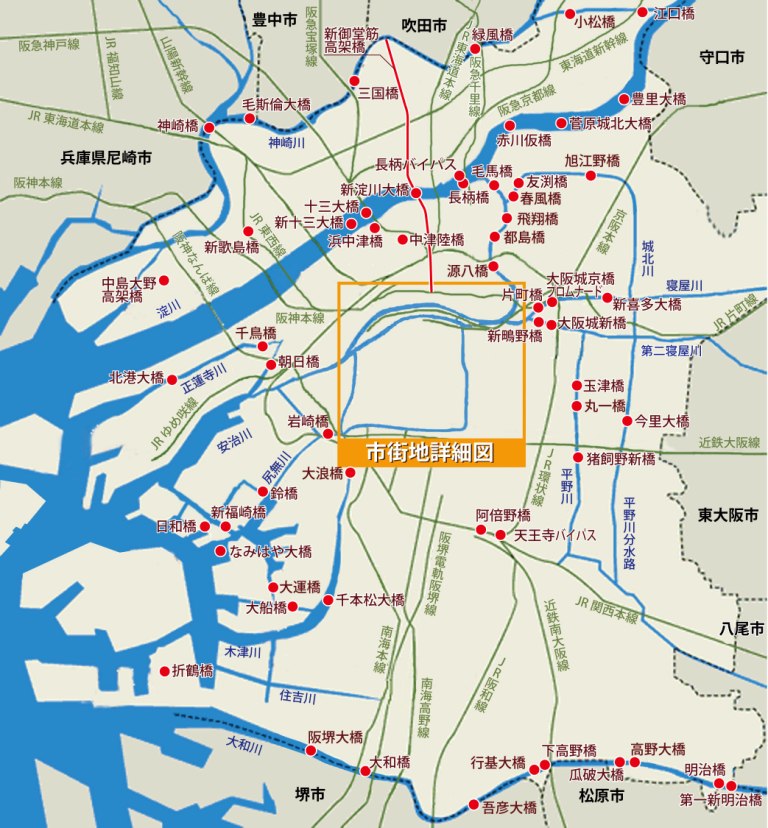 大阪市 広域地図 橋 橋の紹介