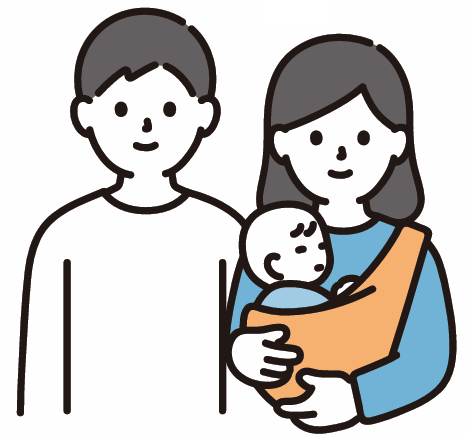 親子3人のイラスト
