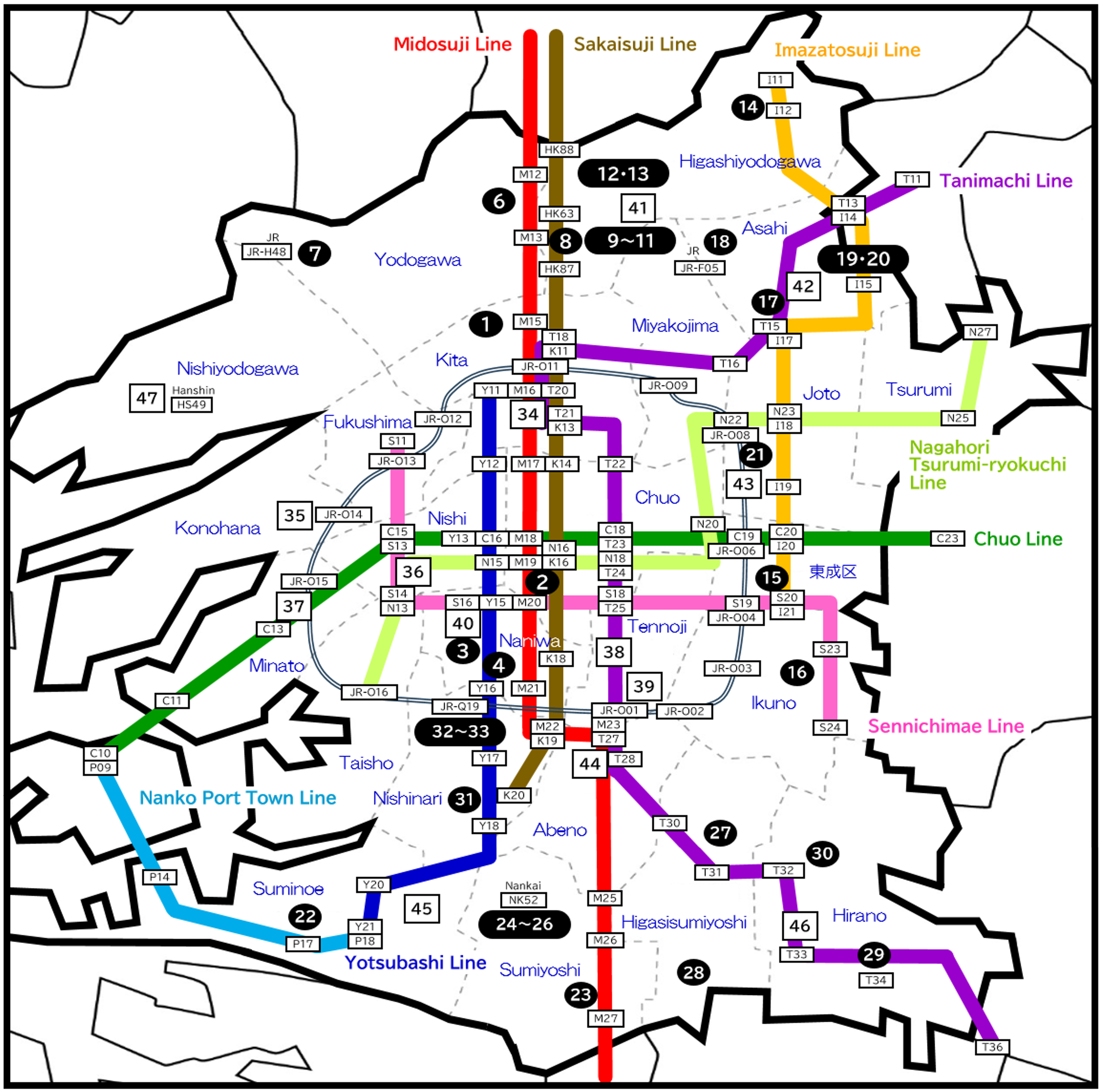 教室一覧表（場所）駅番号