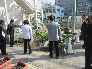 さくらのみや農園を見学する様子