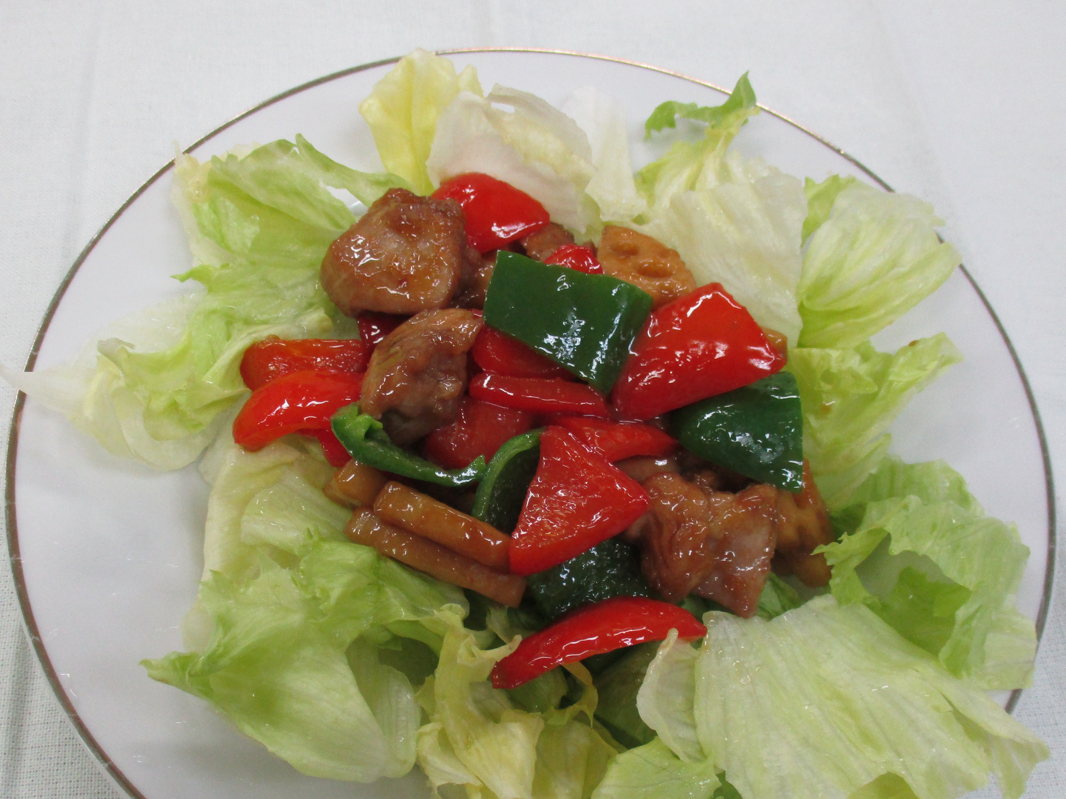 鶏肉とれんこんの甘酢だれ写真