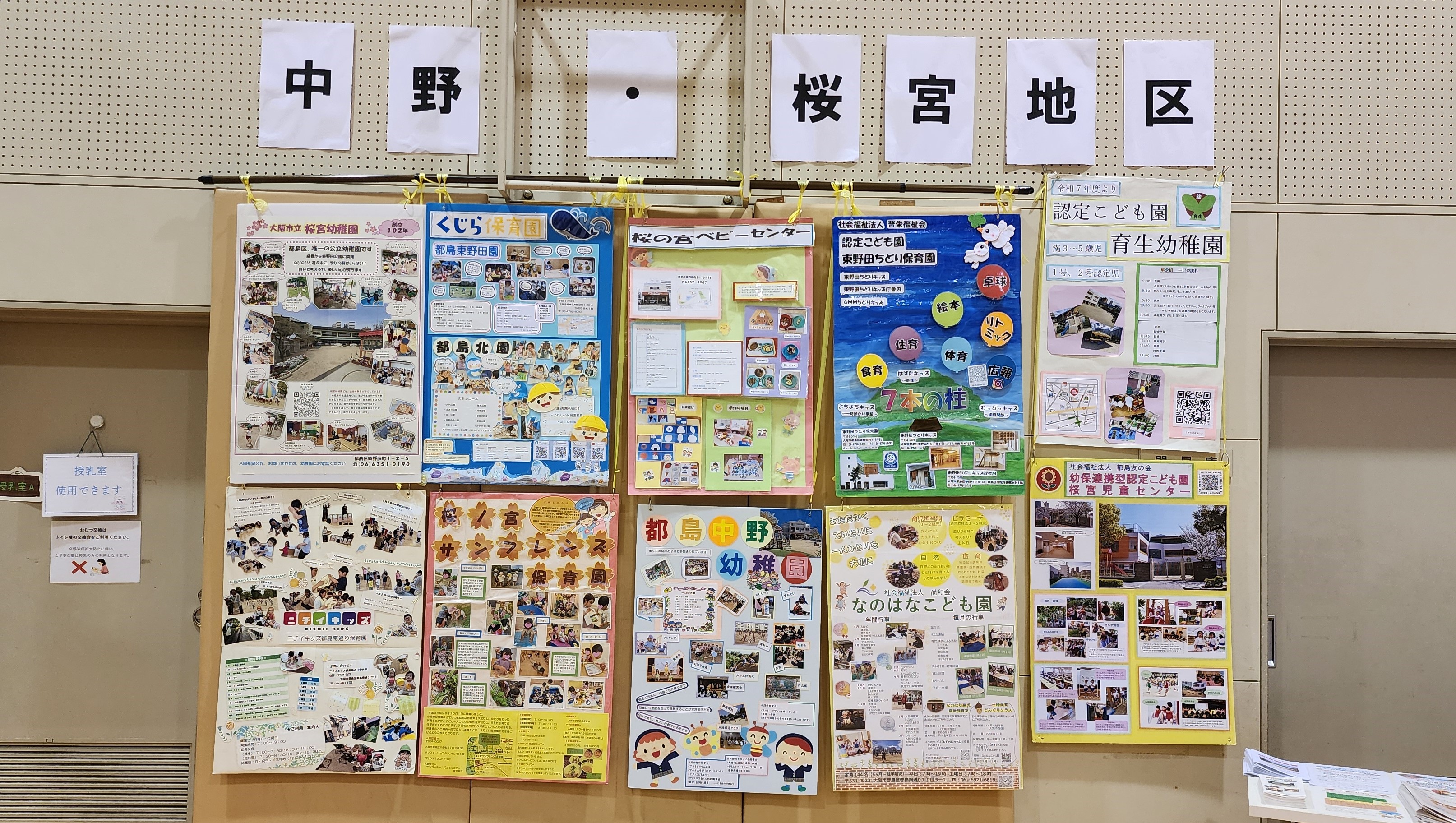 中野・桜宮地区の各園のパネル展示している写真