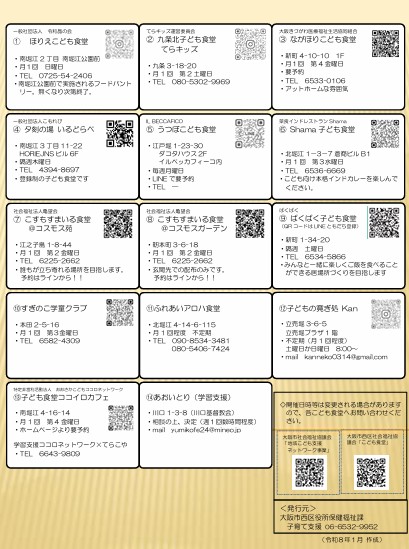 西区こどもの居場所リーフレット（裏）