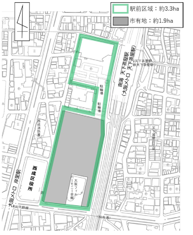 天下茶屋駅前まちづくりの範囲