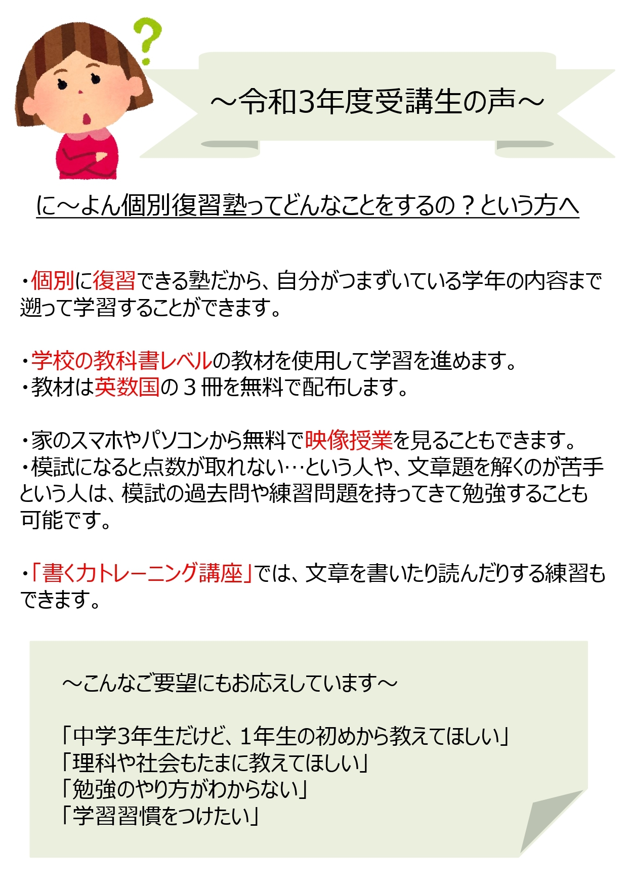 に～よん個別復習塾ってどんなことをするの？という方へ