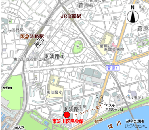 東淀川区民会館地図