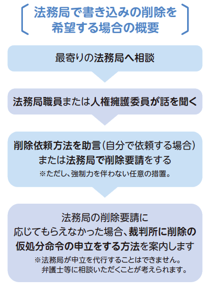 法務局で書き込みの削除を希望する場合の概要のフローチャート