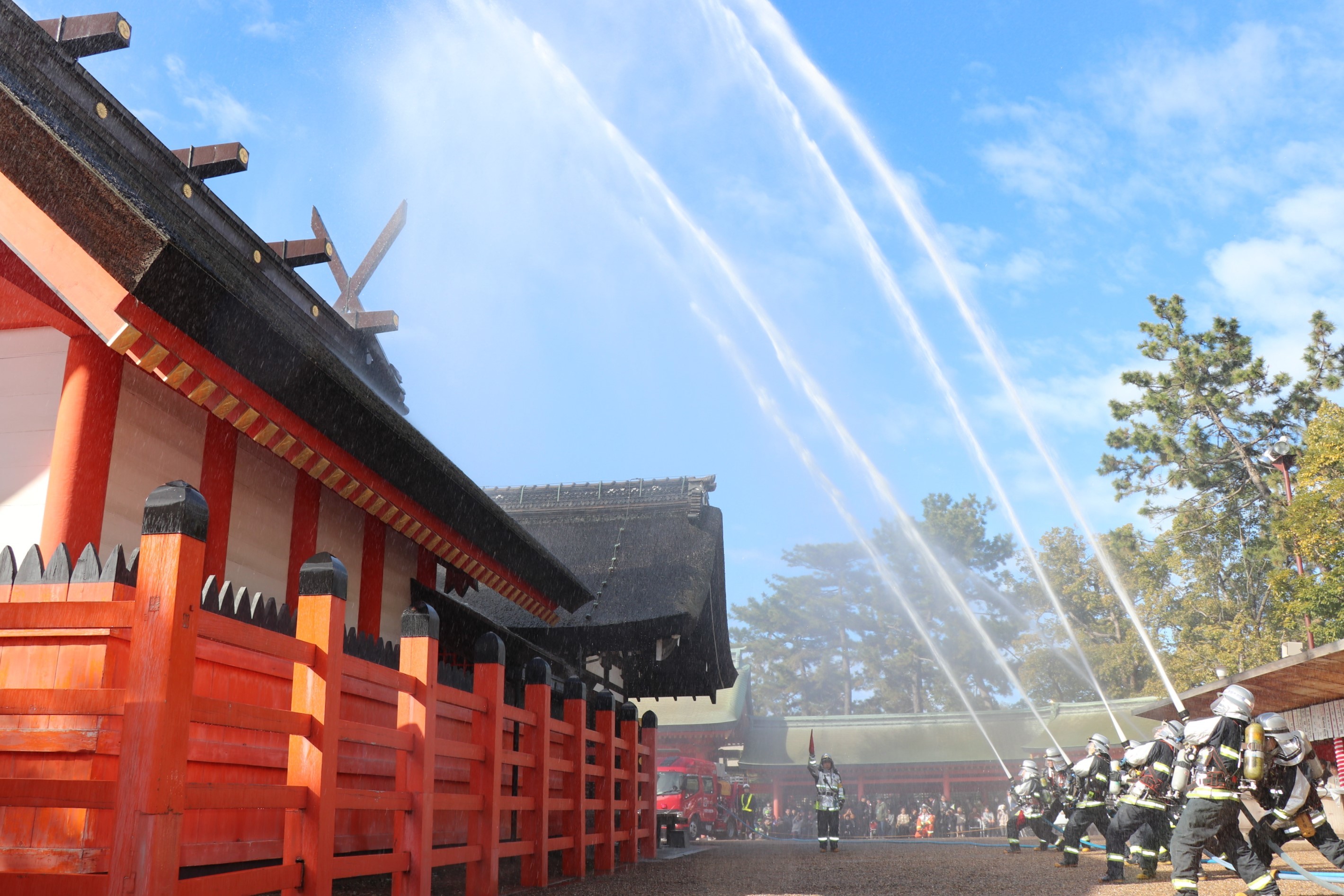 住吉大社の消防訓練