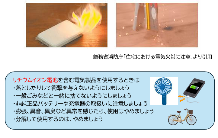 リチウムバッテリーからの出火