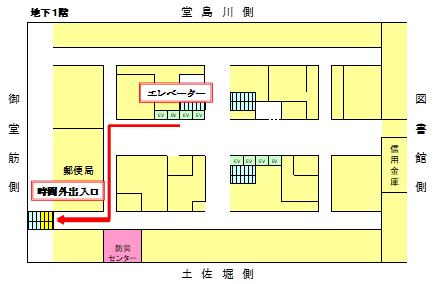 大阪市役所本庁舎地下1階の図面