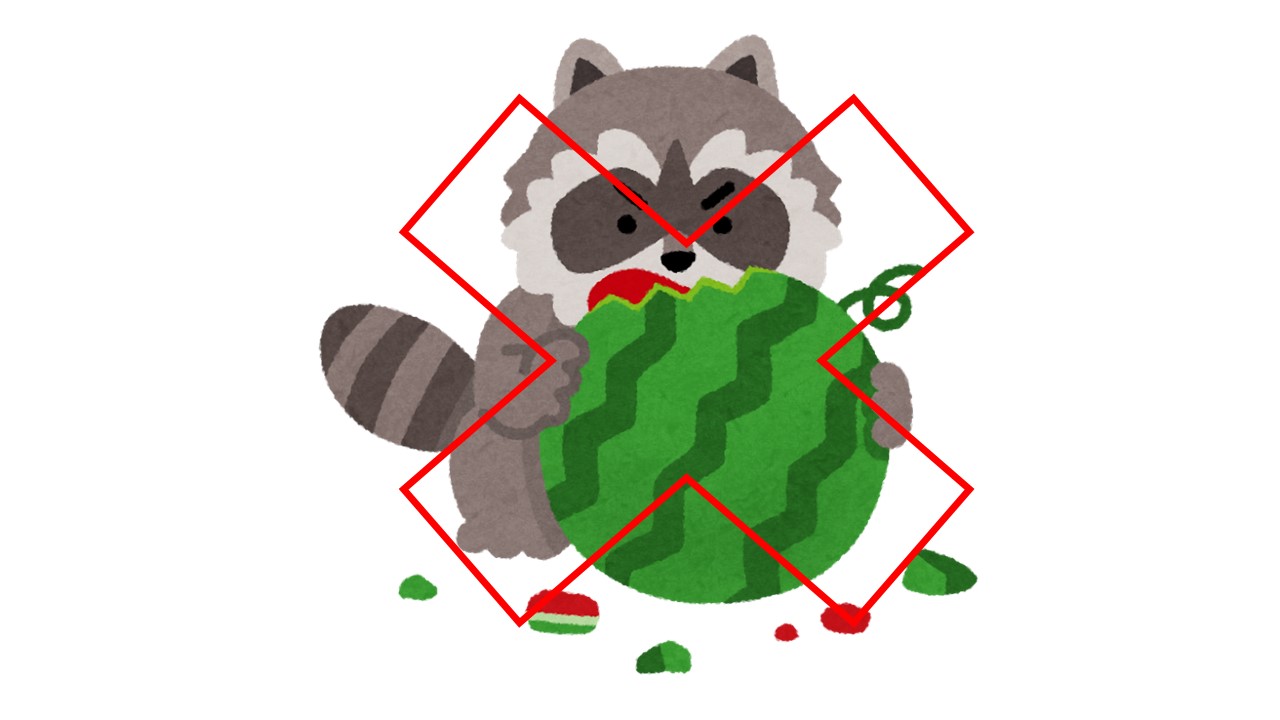 アライグマにエサをあげてはいけないイラスト