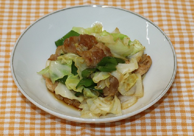 豚肉とキャベツのもろみ味噌炒め