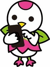 鶴見区マスコットキャラクターつるりっぷがスマートフォンを操作している絵